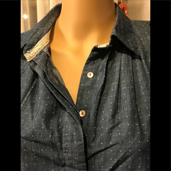 ❤️NWT Anthropologie Holding Horses Denim Polka Dot Shirt 4❤️ - Picture 9 of 11